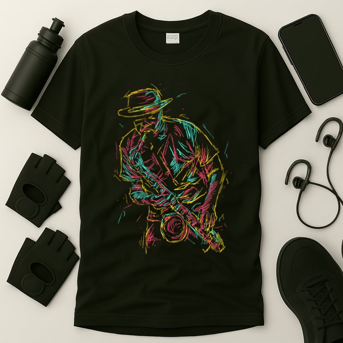 Saxophone Player Abstract Art T-Shirt
