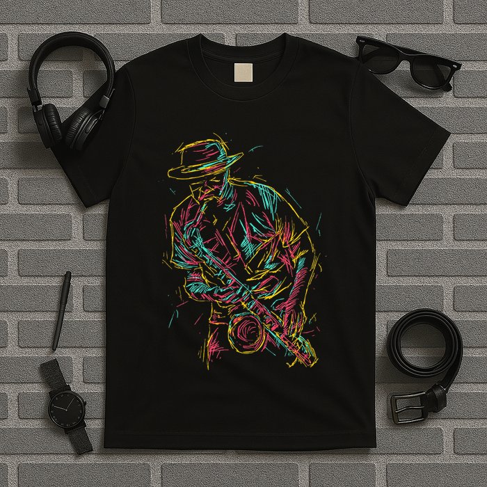 Saxophone Player Abstract Art T-Shirt