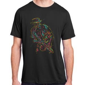 Saxophone Player Abstract Art Adult ChromaSoft Performance T-Shirt