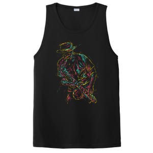 Saxophone Player Abstract Art PosiCharge Competitor Tank