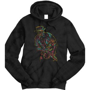 Saxophone Player Abstract Art Tie Dye Hoodie