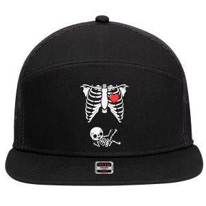 Skeleton Pregnancy Announcement XRay Halloween Costume 7 Panel Mesh Trucker Snapback Hat