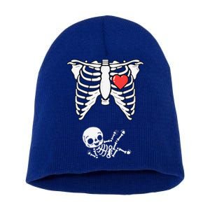 Skeleton Pregnancy Announcement XRay Halloween Costume Short Acrylic Beanie