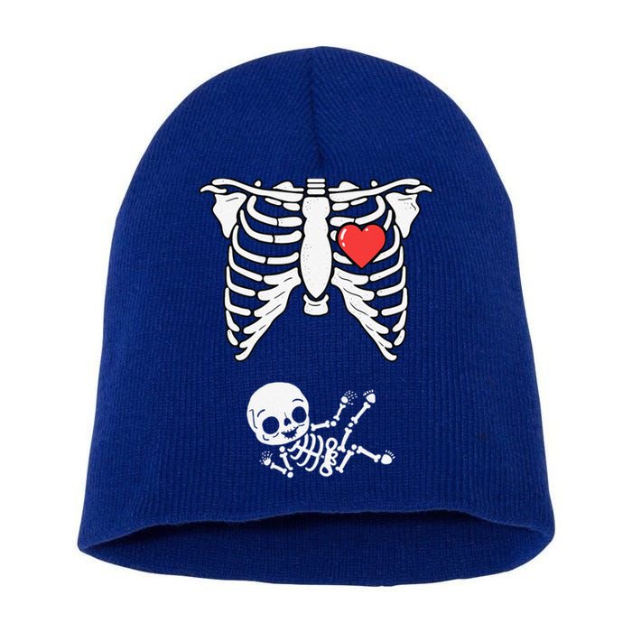 Skeleton Pregnancy Announcement XRay Halloween Costume Short Acrylic Beanie