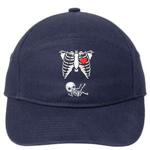 Skeleton Pregnancy Announcement XRay Halloween Costume 7-Panel Snapback Hat