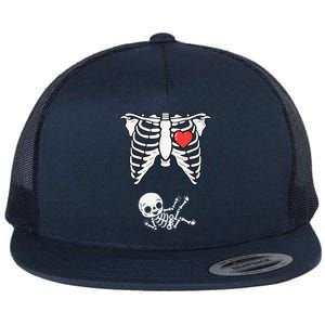 Skeleton Pregnancy Announcement XRay Halloween Costume Flat Bill Trucker Hat