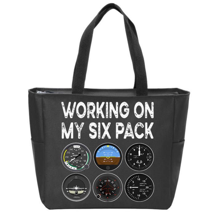 Six Pack Accessorie Pilot Aviation Flying Airplane Zip Tote Bag