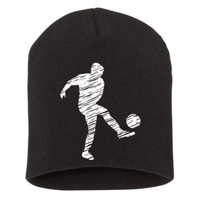 Soccer Player And Soccer Fan Motif Vintage Short Acrylic Beanie