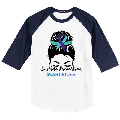 Suicide Prevention Awareness Hair Bun Ribbon Baseball Sleeve Shirt