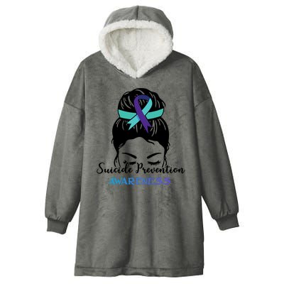 Suicide Prevention Awareness Hair Bun Ribbon Hooded Wearable Blanket