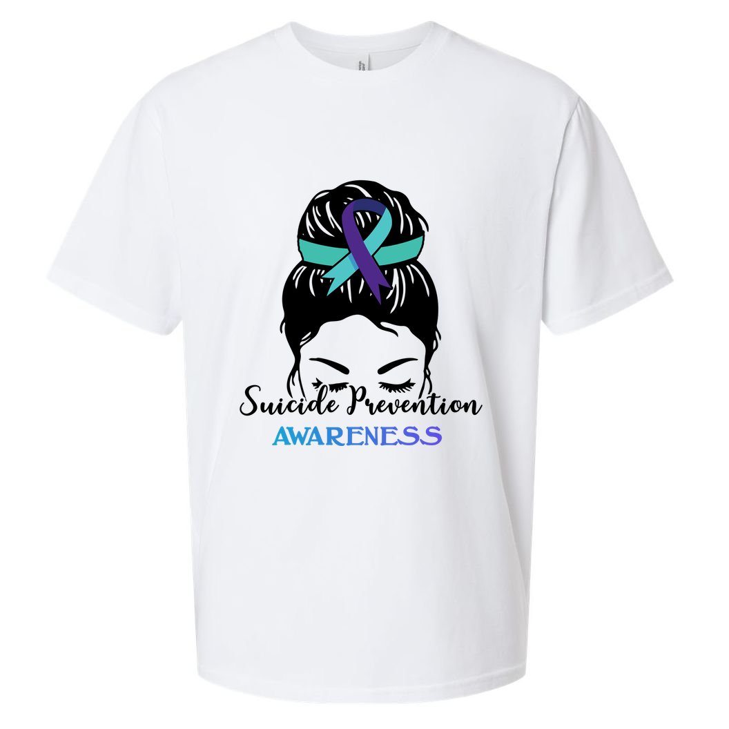 Suicide Prevention Awareness Hair Bun Ribbon Sueded Cloud Jersey T-Shirt