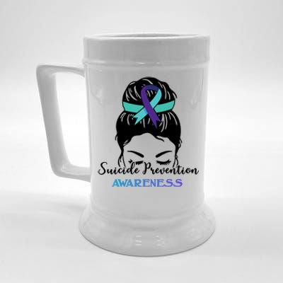 Suicide Prevention Awareness Hair Bun Ribbon Beer Stein