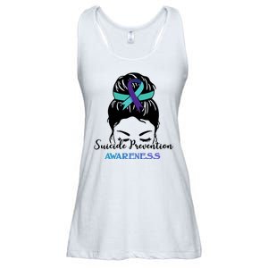 Suicide Prevention Awareness Hair Bun Ribbon Ladies Essential Flowy Tank