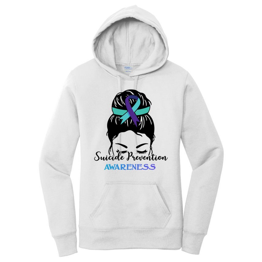 Suicide Prevention Awareness Hair Bun Ribbon Women's Pullover Hoodie