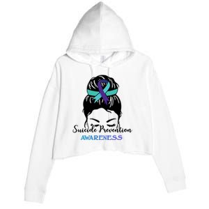 Suicide Prevention Awareness Hair Bun Ribbon Crop Fleece Hoodie