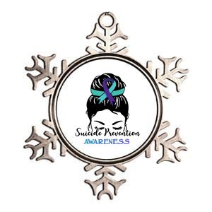 Suicide Prevention Awareness Hair Bun Ribbon Metallic Star Ornament