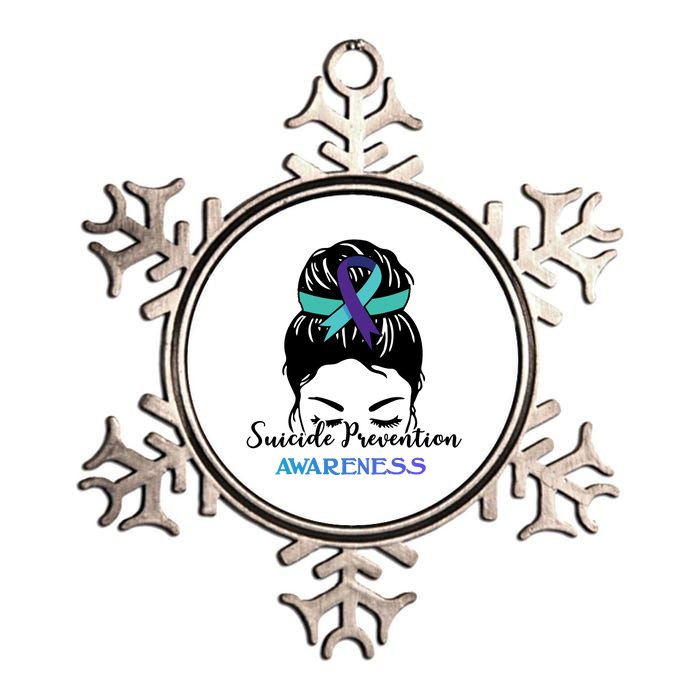 Suicide Prevention Awareness Hair Bun Ribbon Metallic Star Ornament