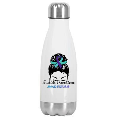 Suicide Prevention Awareness Hair Bun Ribbon Stainless Steel Insulated Water Bottle