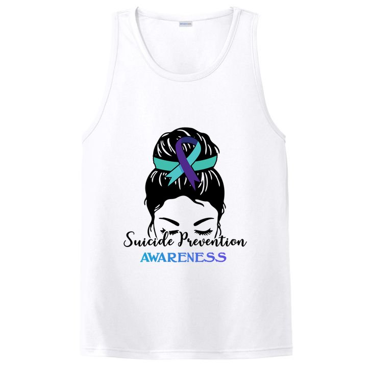 Suicide Prevention Awareness Hair Bun Ribbon PosiCharge Competitor Tank