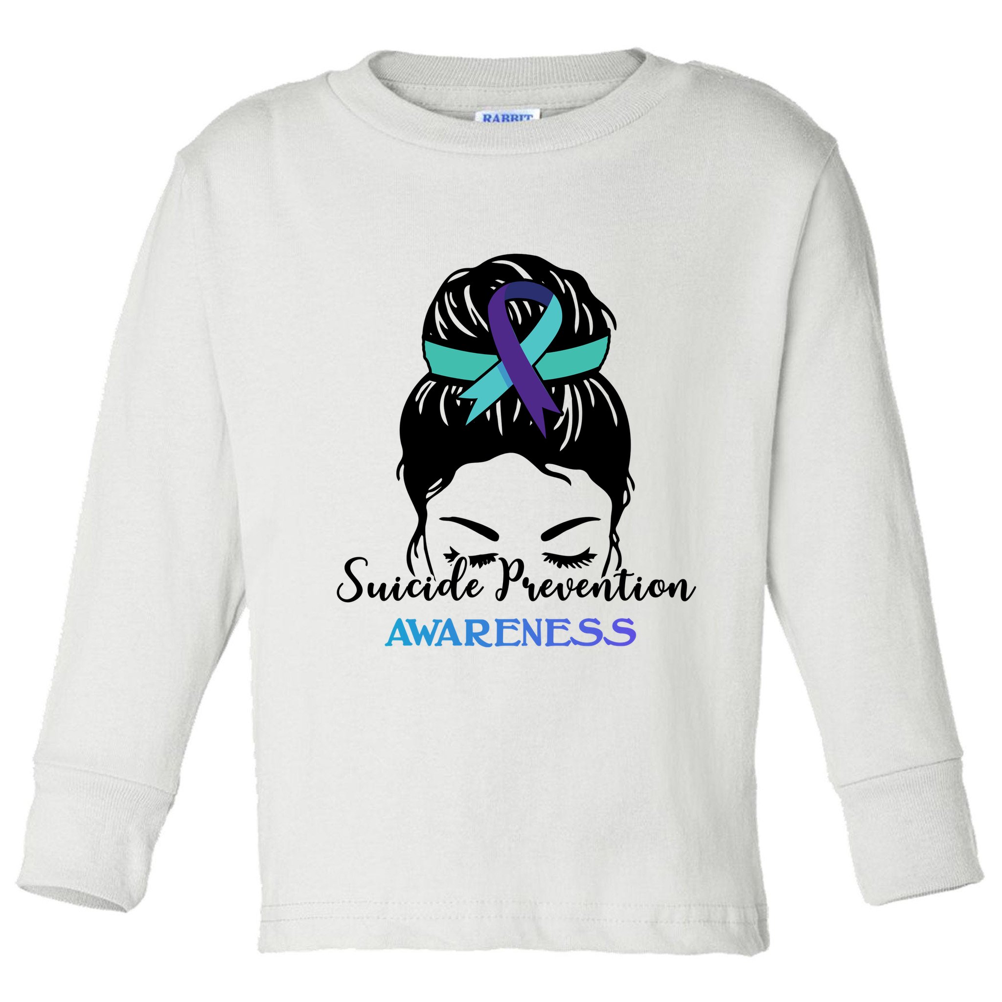 Suicide Prevention Awareness Hair Bun Ribbon Toddler Long Sleeve Shirt