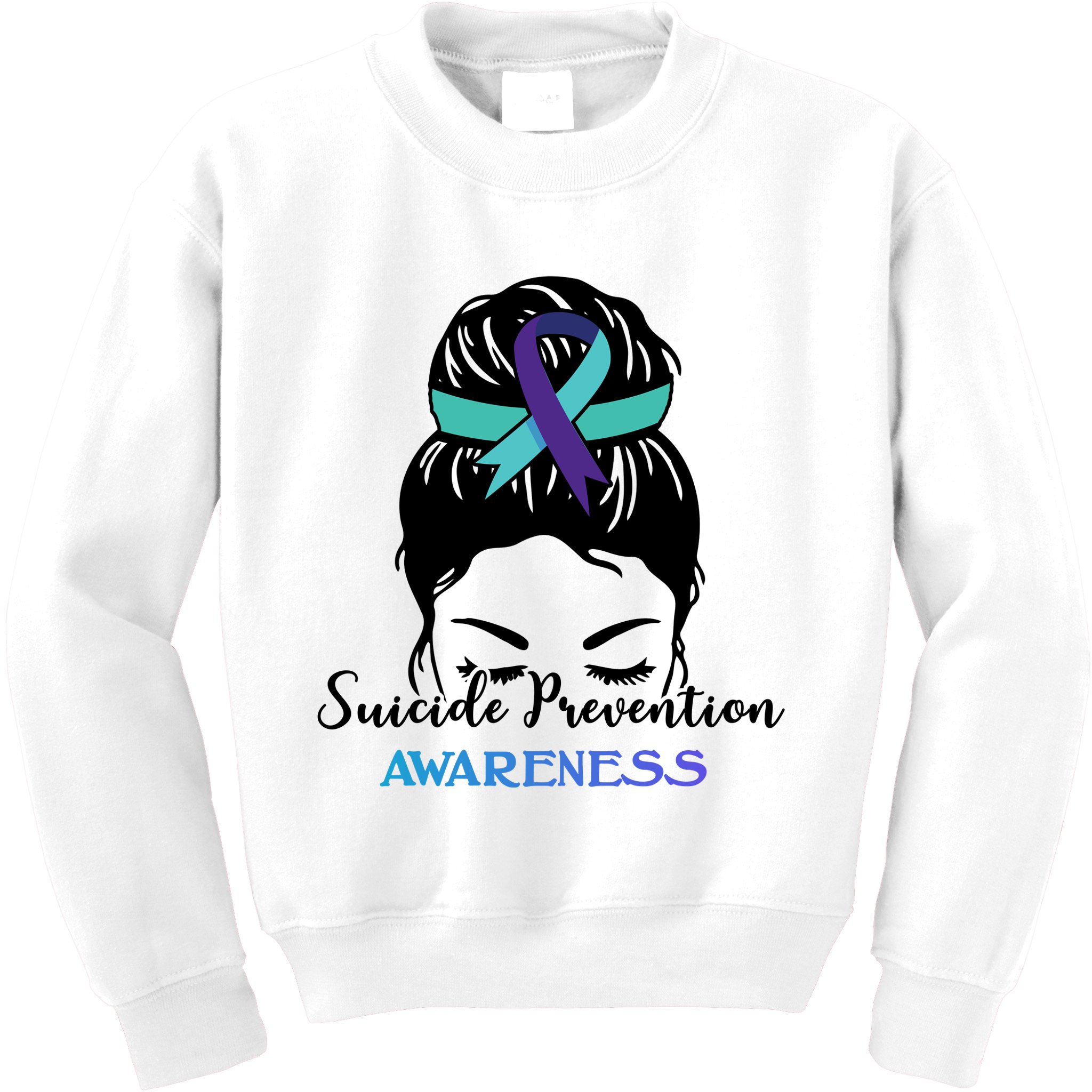 Suicide Prevention Awareness Hair Bun Ribbon Kids Sweatshirt