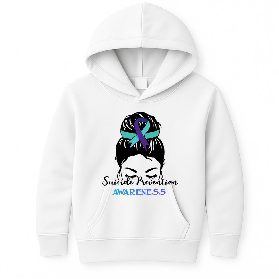 Suicide Prevention Awareness Hair Bun Ribbon Kids Hoodie