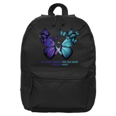 Suicide Prevention Awareness Butterfly No Story Should End Too Soon 16 in Basic Backpack