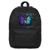 Suicide Prevention Awareness Butterfly No Story Should End Too Soon 16 in Basic Backpack