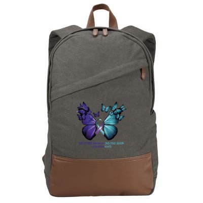 Suicide Prevention Awareness Butterfly No Story Should End Too Soon Cotton Canvas Backpack