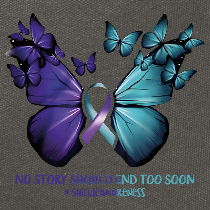 Suicide Prevention Awareness Butterfly No Story Should End Too Soon Cotton Canvas Backpack