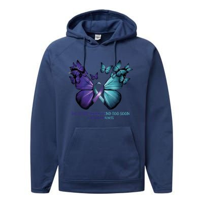 Suicide Prevention Awareness Butterfly No Story Should End Too Soon Performance Fleece Hoodie