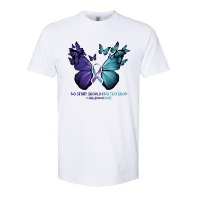 Suicide Prevention Awareness Butterfly No Story Should End Too Soon Softstyle® CVC T-Shirt