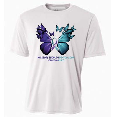 Suicide Prevention Awareness Butterfly No Story Should End Too Soon Cooling Performance Crew T-Shirt