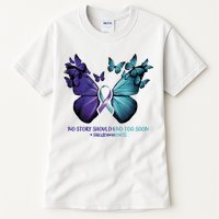 Suicide Prevention Awareness Butterfly No Story Should End Too Soon Tall T-Shirt