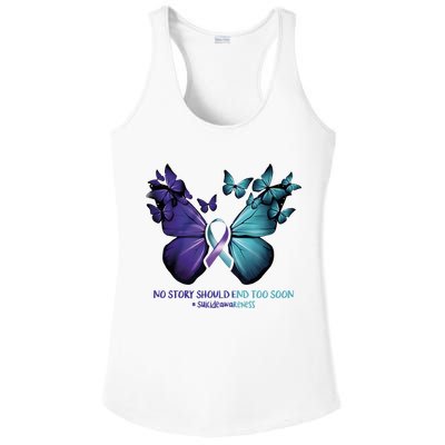 Suicide Prevention Awareness Butterfly No Story Should End Too Soon Ladies PosiCharge Competitor Racerback Tank