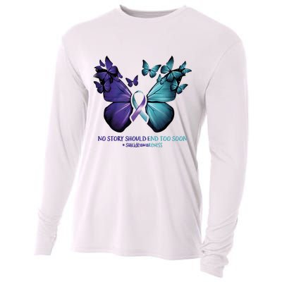 Suicide Prevention Awareness Butterfly No Story Should End Too Soon Cooling Performance Long Sleeve Crew