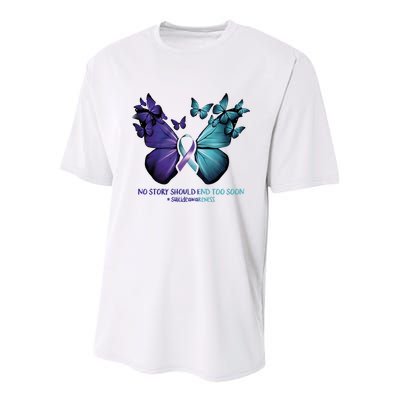 Suicide Prevention Awareness Butterfly No Story Should End Too Soon Youth Performance Sprint T-Shirt