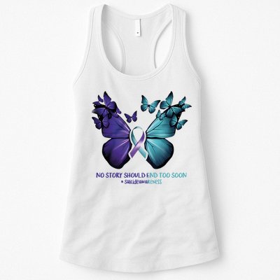 Suicide Prevention Awareness Butterfly No Story Should End Too Soon Womens Tank Top