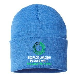 Six Pack Abs Loading Please Wait Gift Funny Gym Workout Design Cute Gift Sustainable Knit Beanie