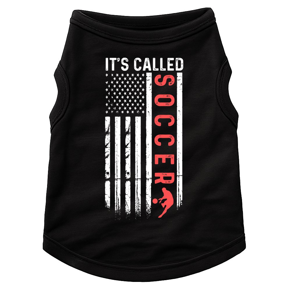 Soccer Players American Flag It's Called Soccer Funny Futbol Doggie Tank