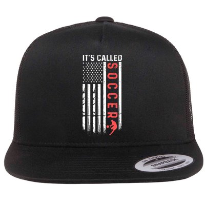 Soccer Players American Flag It's Called Soccer Funny Futbol Flatbill Hat