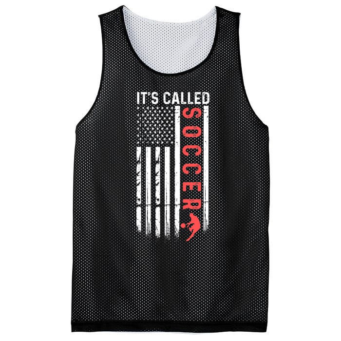 Soccer Players American Flag It's Called Soccer Funny Futbol Mesh Reversible Basketball Jersey Tank