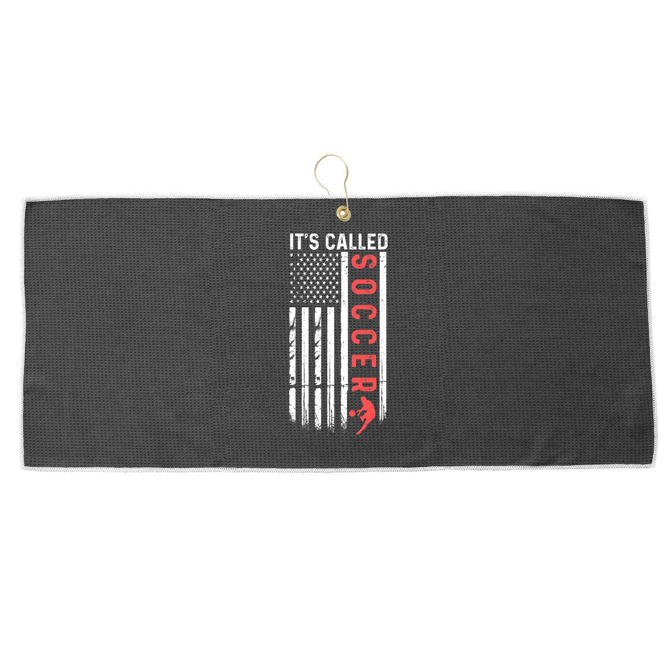 Soccer Players American Flag It's Called Soccer Funny Futbol Large Microfiber Waffle Golf Towel
