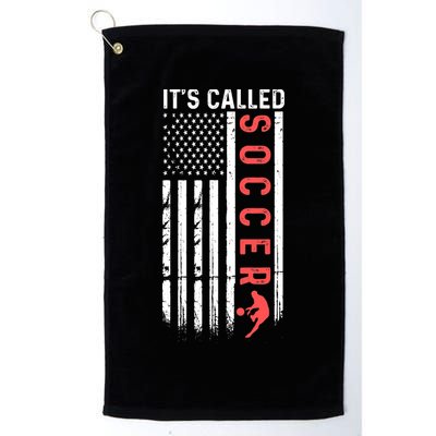Soccer Players American Flag It's Called Soccer Funny Futbol Golf Towel