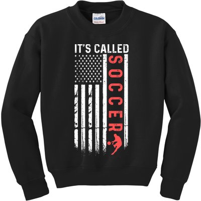 Soccer Players American Flag It's Called Soccer Funny Futbol Kids Sweatshirt