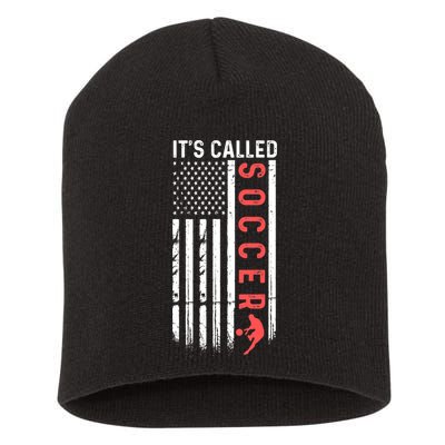 Soccer Players American Flag It's Called Soccer Funny Futbol Short Acrylic Beanie