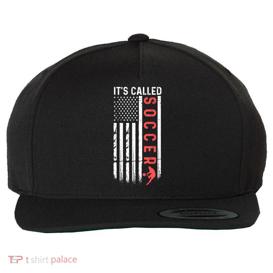 Soccer Players American Flag It's Called Soccer Funny Futbol Wool Snapback Cap