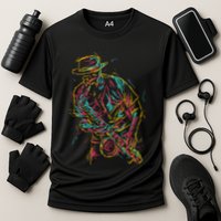 Saxophone Player Abstract Art Cooling Performance Crew T-Shirt