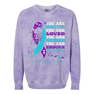 Suicide Prevention Awareness Positive Motivational Colorblast Crewneck Sweatshirt