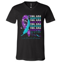 Suicide Prevention Awareness Positive Motivational V-Neck T-Shirt